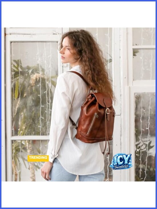 Italian Leather Backpack - Handmade Full Grain Cowhide Casual Daypack